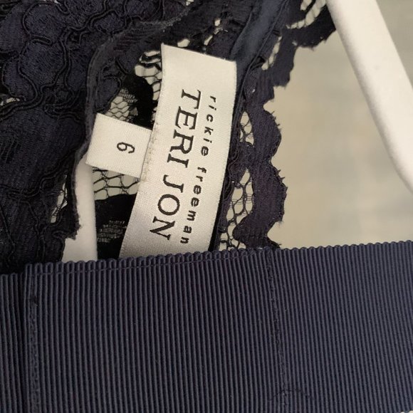 Teri Jon by Ricki Freeman Navy Lace Dress 3/4 sl - Picture 2 of 4